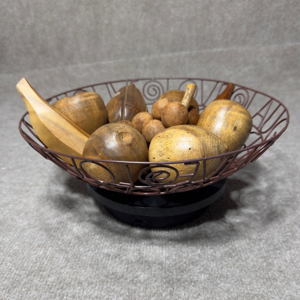 Vintage Mid-Century Hand-Carved Wooden Fruit Retro MCM Decore Tropical * Read